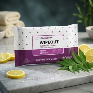 MyGlamm Wipeout Cleansing Towels – Neem & Lemon Oil Sanitizing Wet Wipes (10 Towels Pack)