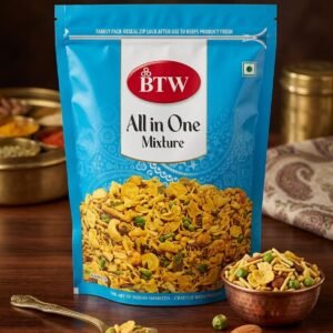 BTW All in One Mixture Namkeen – Crispy & Spicy Savory Snack Mix (Resealable Zip-Lock Pack)