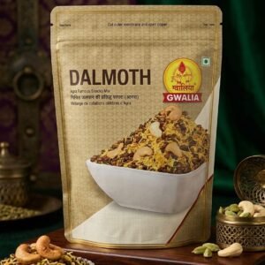 GWALIA Agra Famous Dalmoth Namkeen – Crispy Spiced Lentils & Cashew Nut Mix (Resealable Zipper Pouch)
