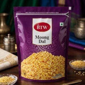 BTW Moong Dal Namkeen – Crispy & Salty Fried Yellow Lentils (Resealable Zip-Lock Pack)